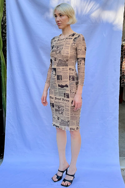 Newsprint midi mesh dress