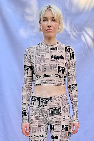 Newsprint cropped longsleeve top