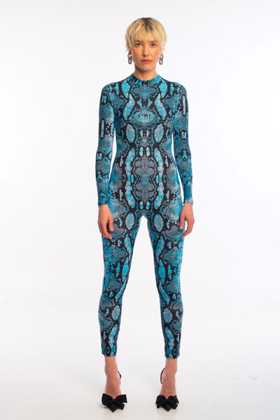 Blue snake catsuit