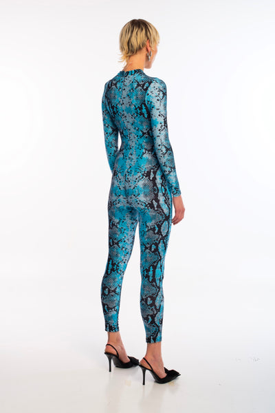 Blue snake catsuit