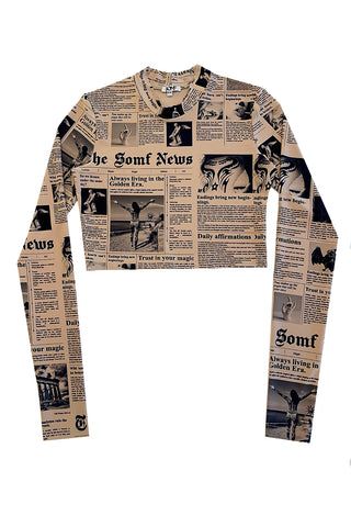 Newsprint cropped longsleeve top