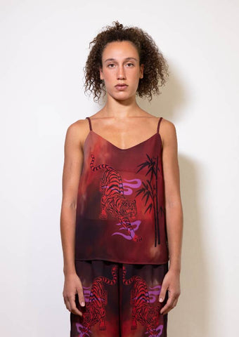 Red tiger vest top