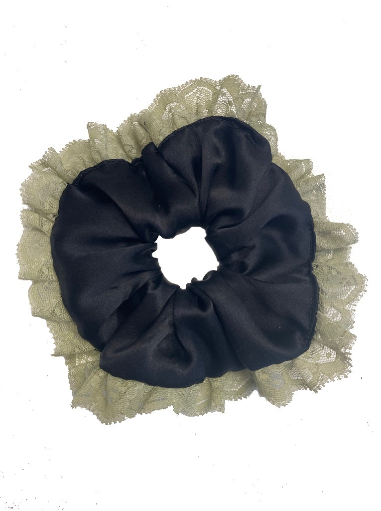 Lace and silk scrunchie