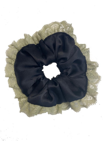 Lace and silk scrunchie