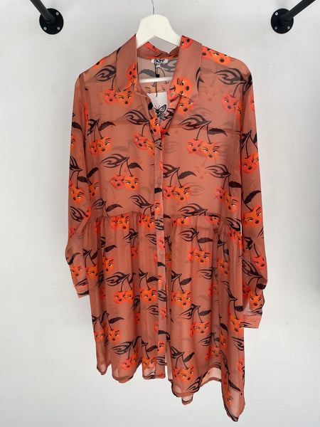 Twin cherries shirt dress