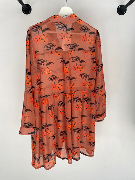 Twin cherries shirt dress