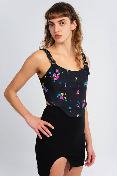 90s floral print corset top