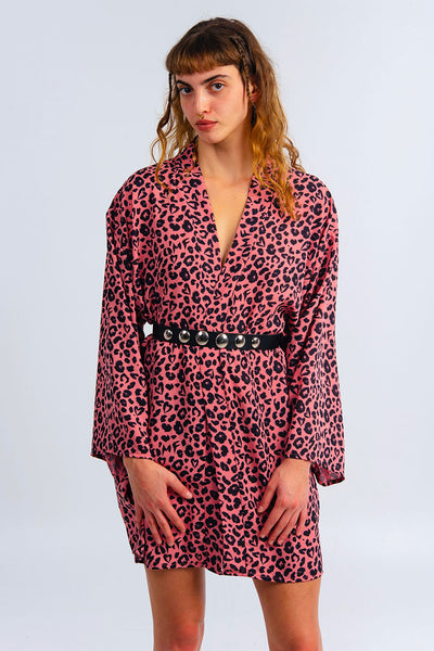Pink baby leopard Kimono