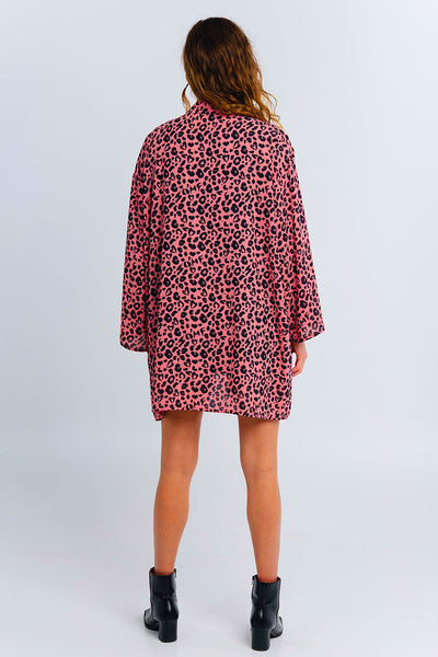 Pink baby leopard Kimono